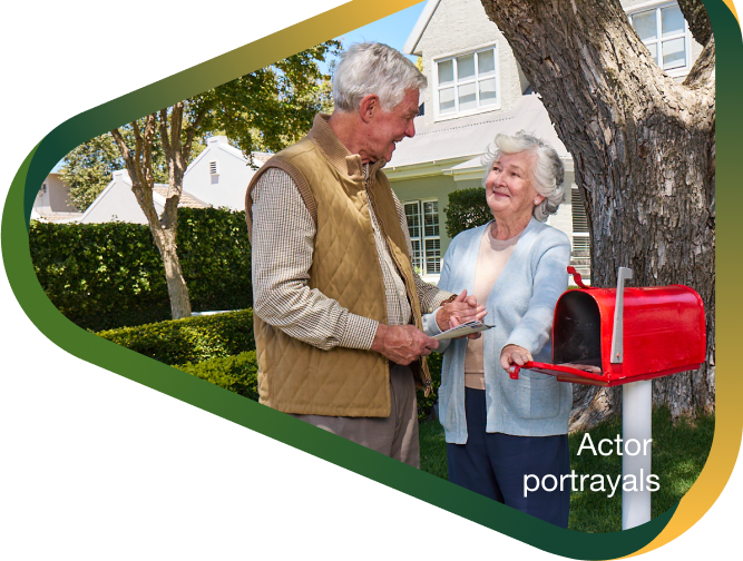 Actor portrayal of elderly man checking the mailbox with his wife with agitation that may happen with dementia due to Alzheimer's disease.
