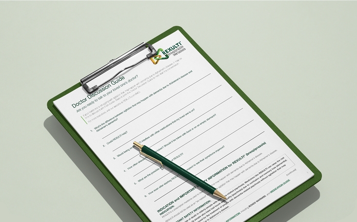 Doctor Discussion Guide on a clipboard with a pen on top