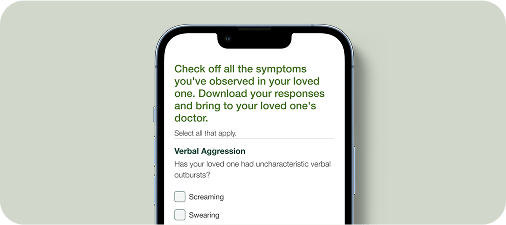 Symptom Questionnaire on phone screen