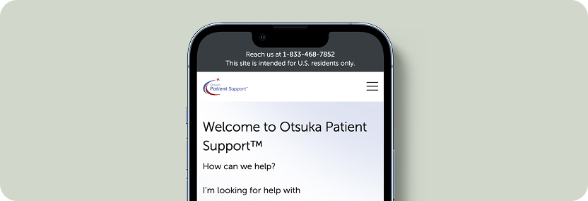 Apoyo al paciente de Otsuka en la pantalla del teléfono
