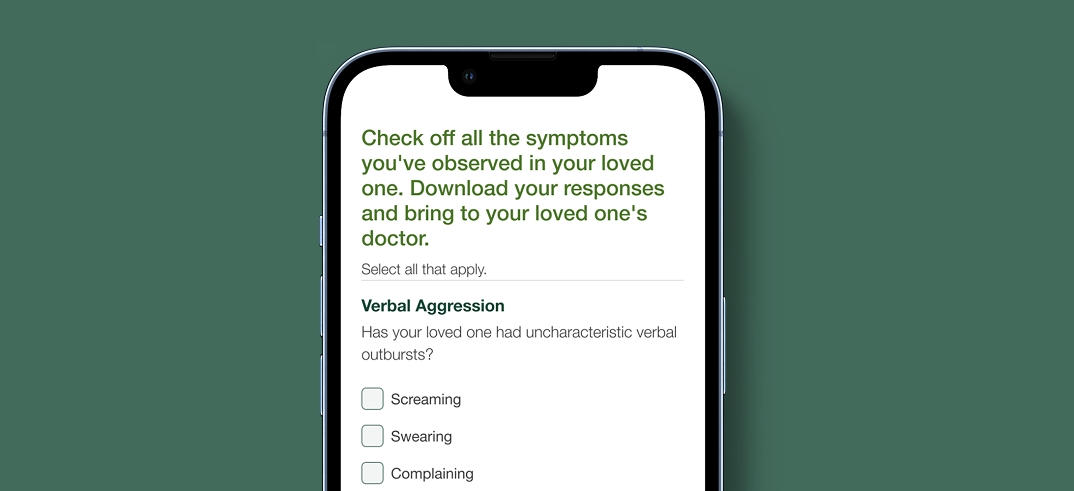 Symptom Questionnaire on phone screen