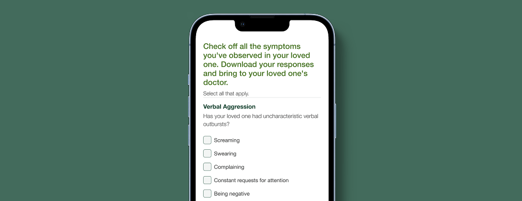 Symptom Questionnaire on phone screen