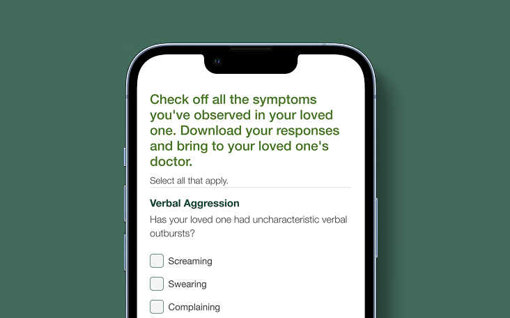 Symptom Questionnaire on phone screen