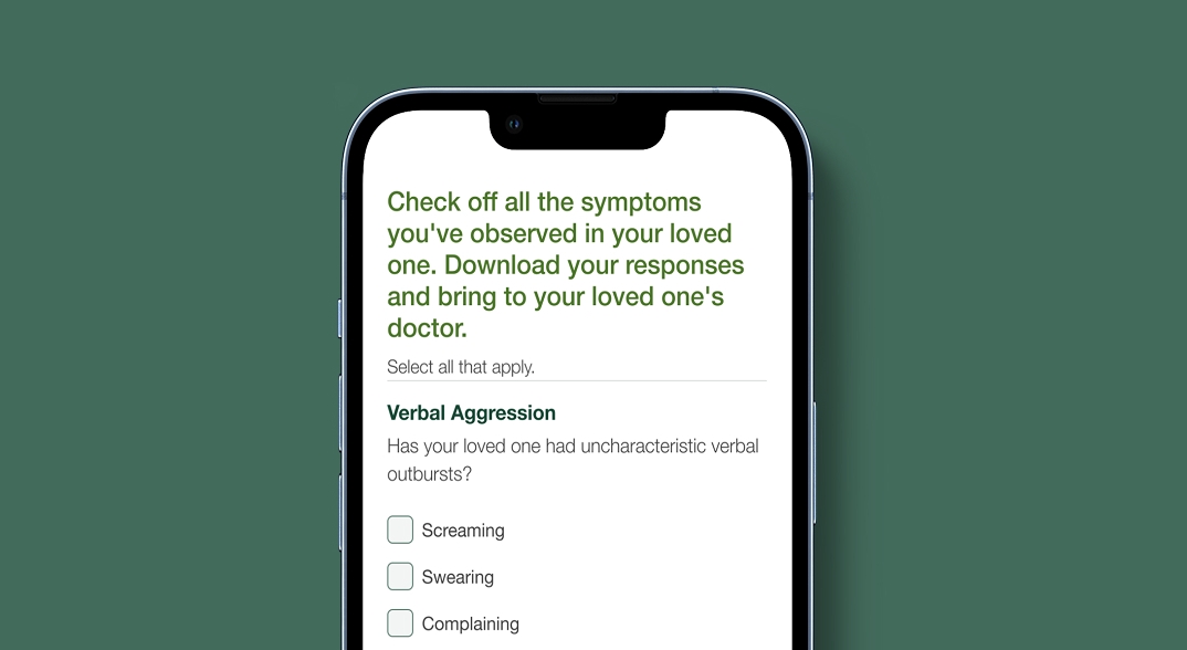 Symptom Questionnaire on phone screen