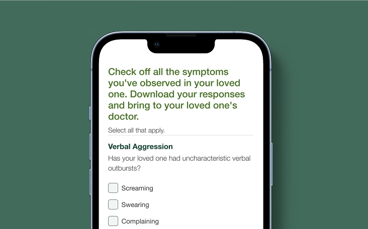 Symptom Questionnaire on phone screen